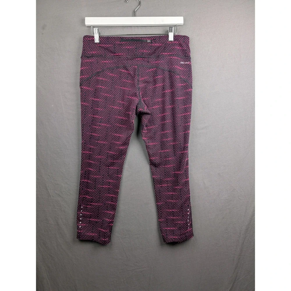 Nike Womens Dri-FIT‎ Epic Run Crop Leggings Black Pink Polka Dot Size  Large